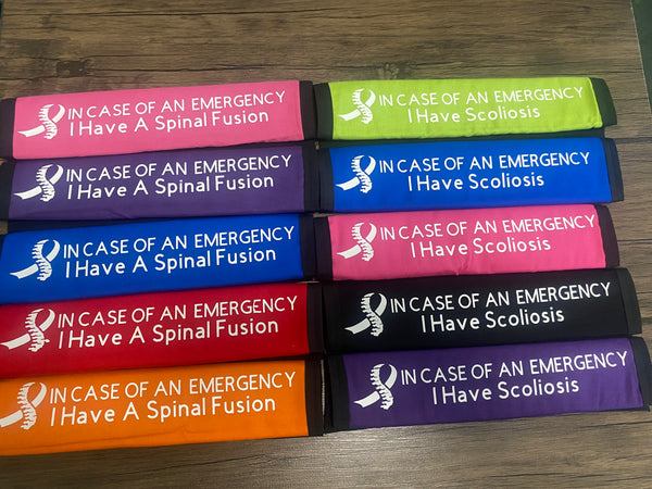 Pullover Pal Awareness Seat Belt Covers (IN CASE OF AN EMERGENCY Scoliosis Cervical, & Muscular Atrophy)