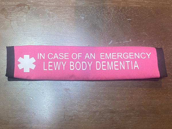 Black & Hot Pink Seat Belt Cover ( Alzheimers, Dementia, Lewy Body, Vascular, Alzheimer Sclerosis, Frontotemporal)