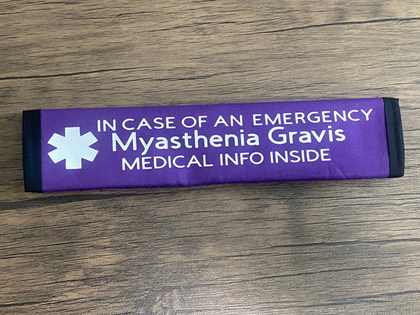 Black and Teal Awareness Pullover Pal Seat Belt Cover (In Case of an emergency) Myasthenia Gravis on Prednisone, Myasthenia Gravis