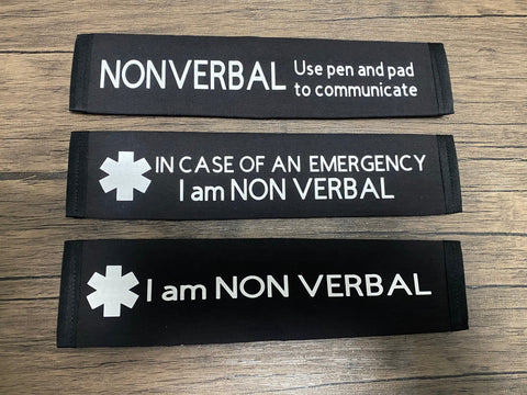 Pullover Pal Awareness Seat Belt Covers (I am NON VERBAL, NONVERBAL Use pen and pad to communicate)