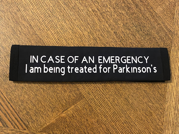 Black & Hot Pink Seat Belt Cover ( In Case of an Emergency) (I Have Parkinson's) (Parkinsons Patient Deep Brain Stimulators)