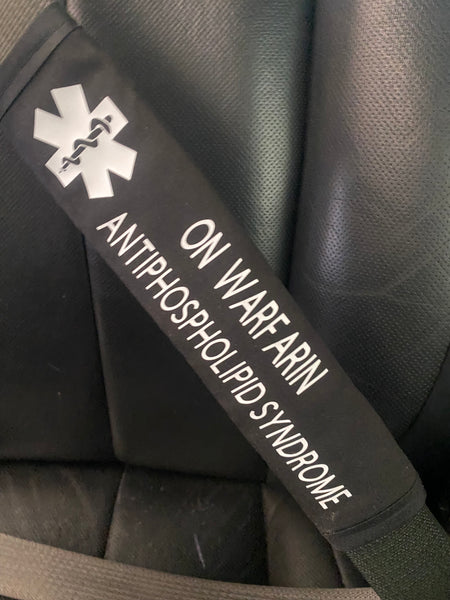 Pullover Pal Black Awareness Seat Belt Cover ( Antiphospholipid Syndrome & On Warfarin