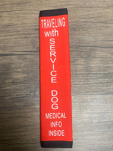 Pullover Pal Awareness Seat Belt Cover (Traveling with Service Dog) medical Info inside, Working Dog Do Not Separate, Accompanied by Service Dog
