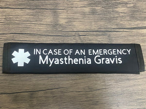 Black and Teal Awareness Pullover Pal Seat Belt Cover (In Case of an emergency) Myasthenia Gravis on Prednisone, Myasthenia Gravis