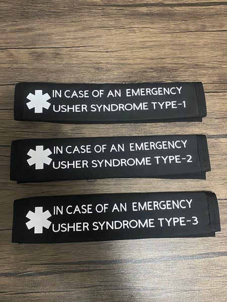 Pullover Pal Black Awareness Seat Belt Cover (IN CASE OF AN EMERGENCY) USHER SYNDROME TYPE 1,2,3