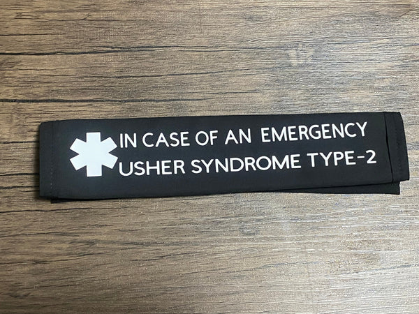 Pullover Pal Black Awareness Seat Belt Cover (IN CASE OF AN EMERGENCY) USHER SYNDROME TYPE 1,2,3