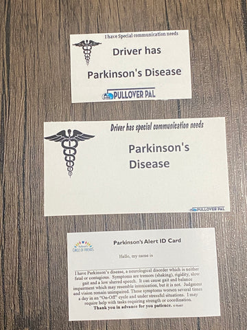 Driver has Parkinson Disease/Parkinson Alert ID Card