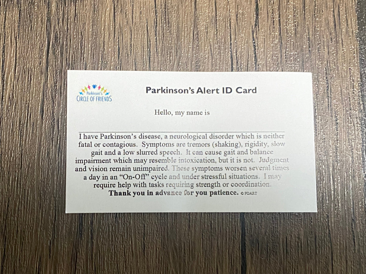 Driver has Parkinson Disease/Parkinson Alert ID Card – Pullover Pal