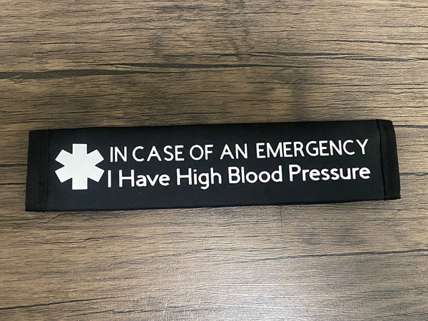 Black Pullover Pal Awareness Seat Belt Cover (In Case of an Emergency) I Have High Blood Pressure & High Blood Pressure on Medication Medical Info Inside