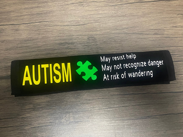 Black & Puzzle Pullover Pal Seat Belt Cover( AUTISM/EPILEPSY) (Autism&ADHD, NEURO DIVERSITY, I HAVE ADHD, Puzzle Autism Logo, Autism Spectrum Disorder & Non-Verbal Autism