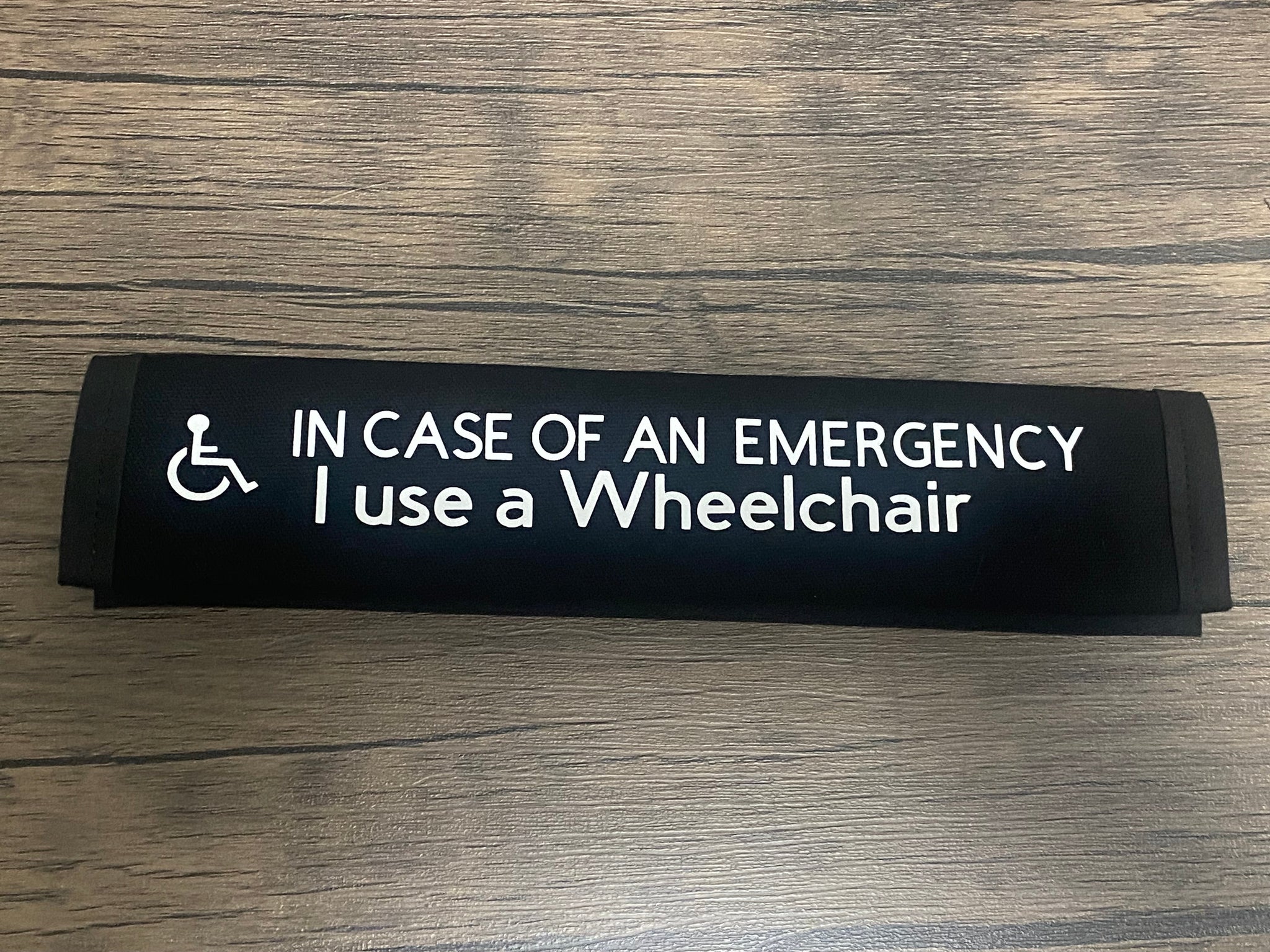 Black Pullover Pal Awareness Seat cover IN CASE OF AN EMERGENCY (I use a wheelchair)