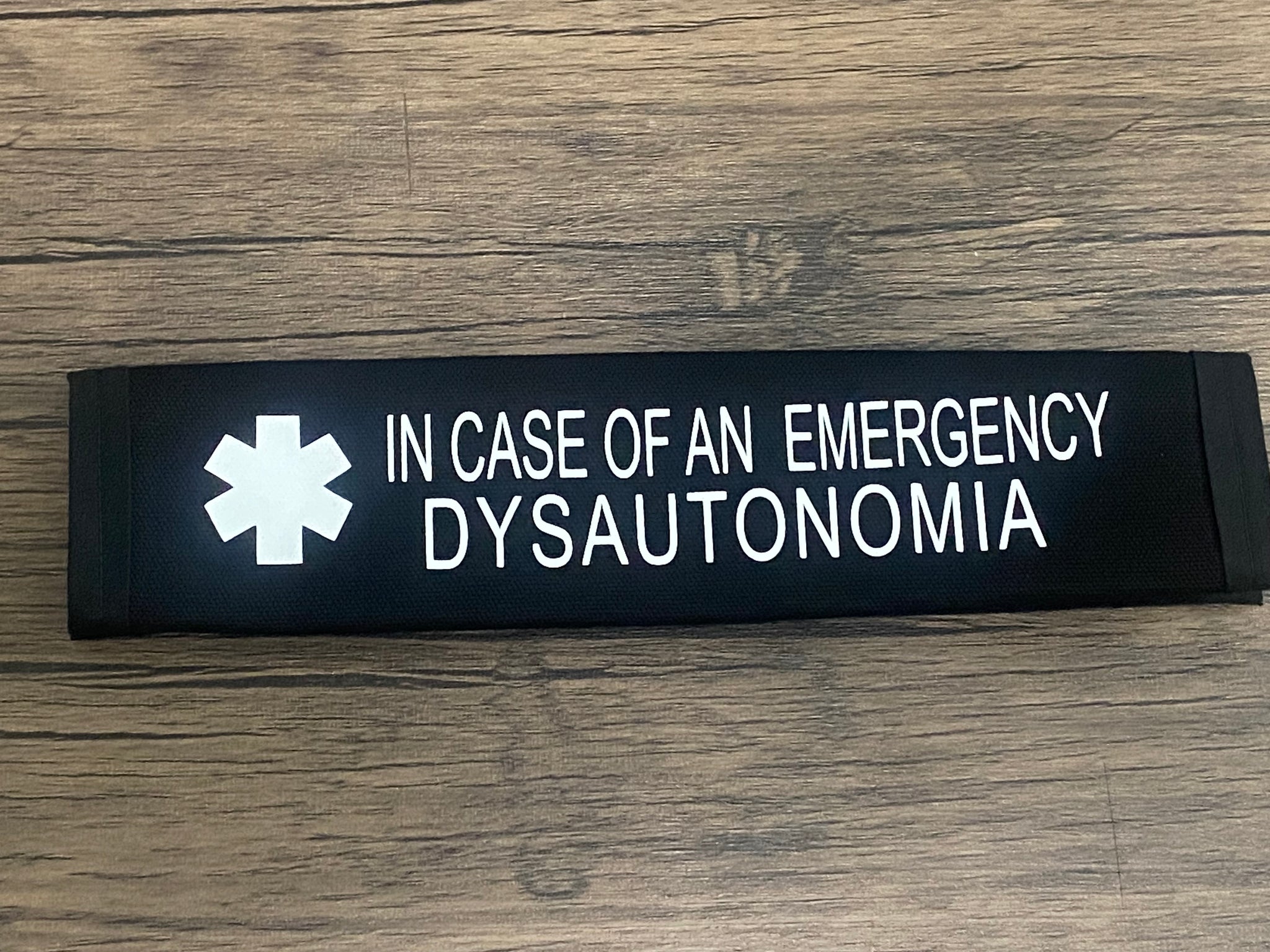 Black Pullover Pal Awareness Seat cover ( IN CASE OF AN EMERGENCY POTS) Postural Orthostatic Thycardia Syndrome