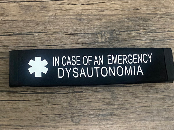 Black Pullover Pal Awareness Seat cover ( IN CASE OF AN EMERGENCY POTS) Postural Orthostatic Thycardia Syndrome