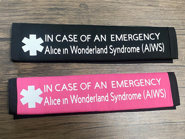 Black Pullover Pal Awareness Seat cover ( IN CASE OF AN EMERGENCY) Alice in Wonderland Syndrome