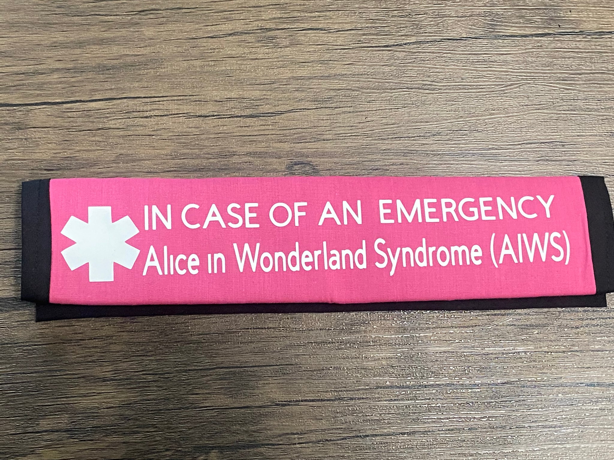 Black Pullover Pal Awareness Seat cover ( IN CASE OF AN EMERGENCY) Alice in Wonderland Syndrome