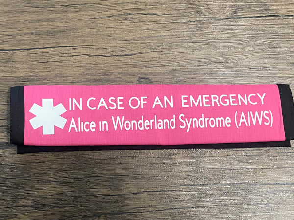 Black Pullover Pal Awareness Seat cover ( IN CASE OF AN EMERGENCY) Alice in Wonderland Syndrome