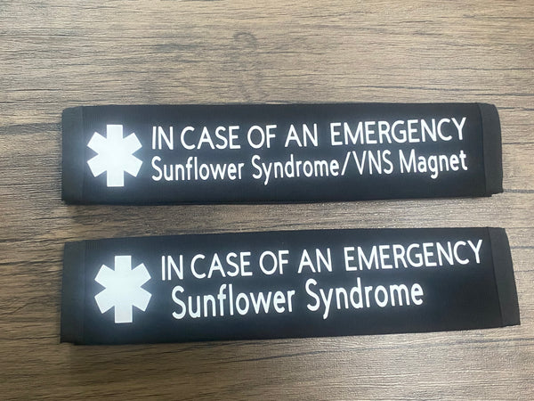 Black, Orange, & Hot Pink Seat Belt Cover Epilepsy & VNS Magnet,Sunflower Syndrome, (I HAVE SEIZURES, I Have Epilepsy I May Have A Seizure) & Jeavons Syndrome