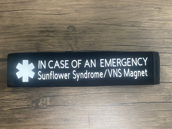 Black, Orange, & Hot Pink Seat Belt Cover Epilepsy & VNS Magnet,Sunflower Syndrome, (I HAVE SEIZURES, I Have Epilepsy I May Have A Seizure) & Jeavons Syndrome