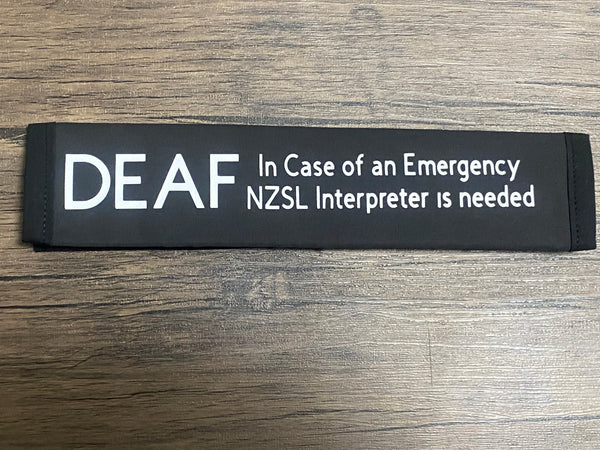 Pullover Pal Seat Belt Cover DEAF (In Case of an Emergency) (ASL Interpreter is needed) & (NZSL)