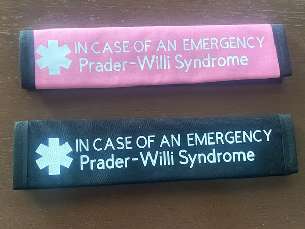 Pullover Pal Awareness Seat Belt Covers (IN CASE OF AN EMERGENCY) Prader-Willi Syndrome