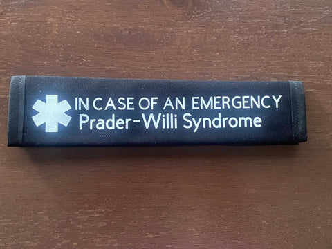 Pullover Pal Awareness Seat Belt Covers (IN CASE OF AN EMERGENCY) Prader-Willi Syndrome