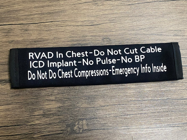 Pullover Pal Awareness Seat Belt Covers (IN CASE OF AN EMERGENCY) LVAD & RVAD MEDICAL INFO INSIDE