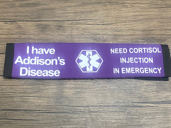 Pullover Pal Black Awareness Seat belt Cover ADRENAL INSUFFICIENCY (CAH), Adrenal Insufficiency Steroid Dependent, ( I Have Addison's Disease Need Cortisol Injection In Emergency)