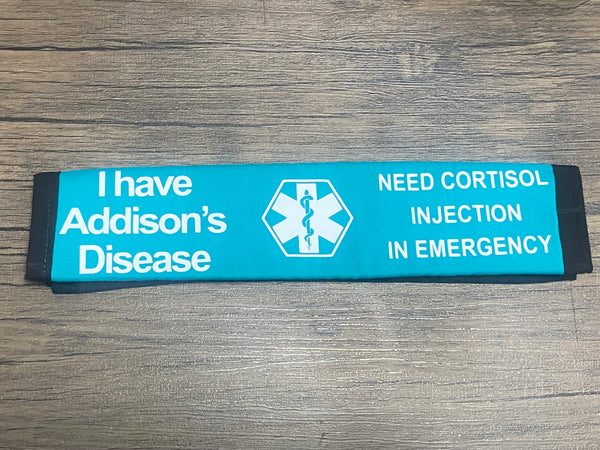 Pullover Pal Black Awareness Seat belt Cover ADRENAL INSUFFICIENCY (CAH), Adrenal Insufficiency Steroid Dependent, ( I Have Addison's Disease Need Cortisol Injection In Emergency)