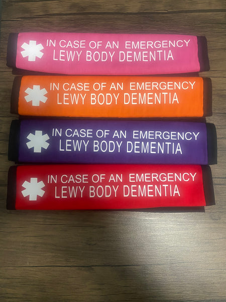 Black & Hot Pink Seat Belt Cover ( Alzheimers, Dementia, Lewy Body, Vascular, Alzheimer Sclerosis, Frontotemporal)