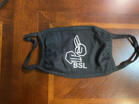 British Sign Language (Cloth Face Mask Adult Size) Logo in Center (BSL)