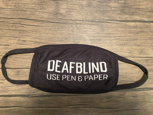 Black Cloth Facemask (DeafBlind Use Pen & Paper)
