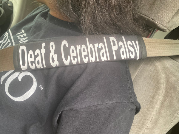 Pullover Pal Seat Belt Cover Black ( I Have Cerebral Palsy) (Deaf & Cerebral Palsy)