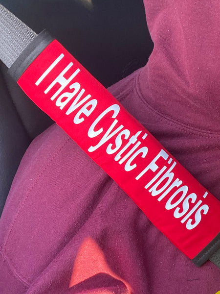 Red & Black Seat Belt Cover ( Cystic Fibrosis) (I Have Cystic Fibrosis)