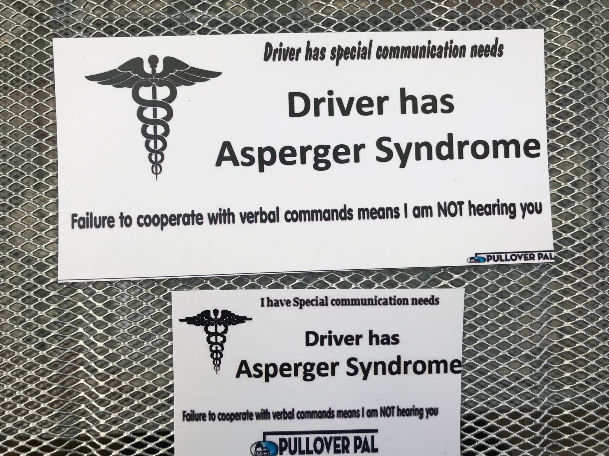 Driver Has Asperger Syndrome (Card Only)