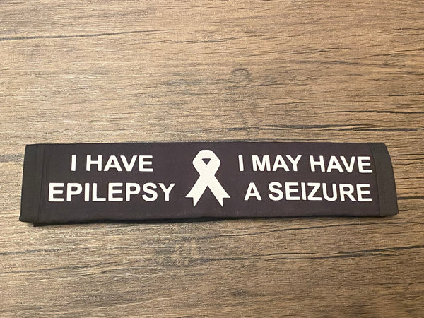Black, Orange, & Hot Pink Seat Belt Cover ( I Have Epilepsy I May Have A Seizure) & Jeavons Syndrome