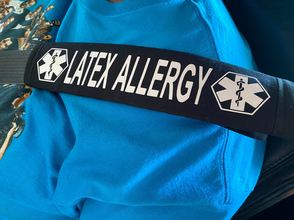 Pullover Pal Seat Belt Cover (Latex Allergy, Severe Allergy(I need my Epipen), Penicillin Allergy, &  Individual on Blood Thinner)