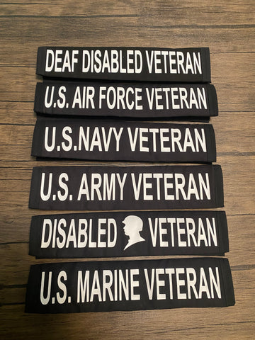 Pullover Pal Veteran Seat Belt Covers- Army, Navy, Air Force, Marine, Vietnam Veteran, Deaf Disabled, & Disabled Veteran