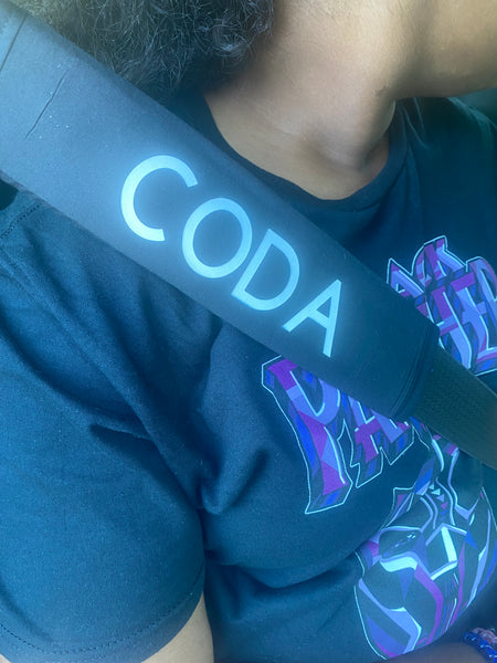 Pullover Pal Black Seat belt Cover ( CODA,Proud CODA, I AM DEAF AND PROUD, & DEAF & PROUD)
