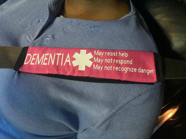 Black & Hot Pink Seat Belt Cover ( Alzheimers & Dementia)