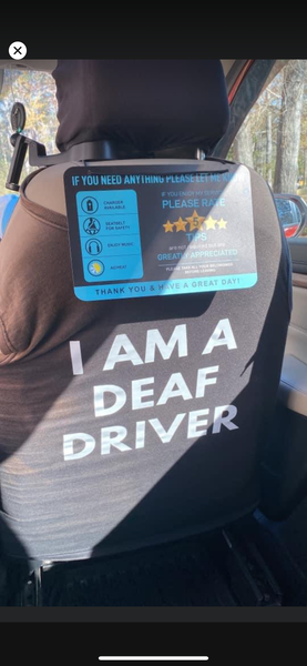 Pullover Pal Car Seat T-Shirt Cover for Drivers ( I am Deaf Driver & Hard of Hearing)