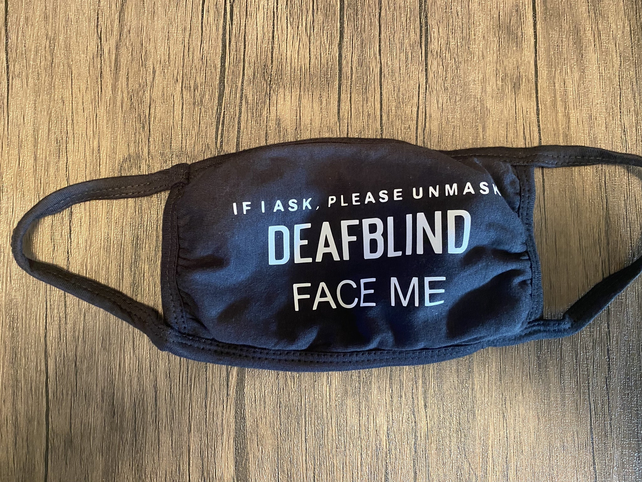 Black Cloth Deafblind Facemask (If I Ask, Please Unmask)